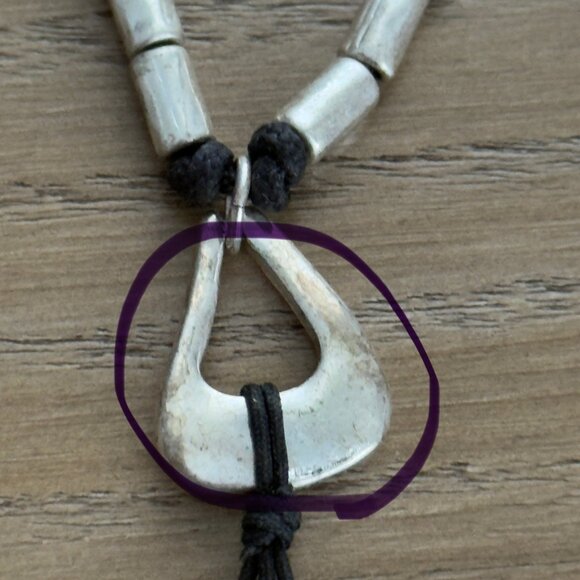 Handmade Black Cord Necklace Silver Tone Turquoise Color Beads Hook Clasp NOTE - Picture 4 of 10